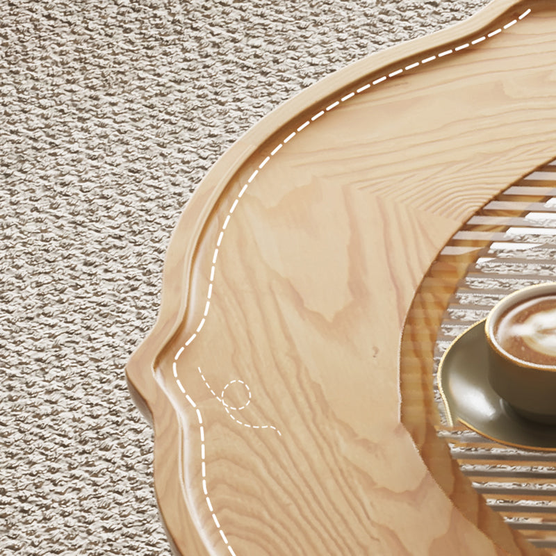 4 Legs Coffee Table No Distressing Solid Wood Coffee Table Set with Shelf