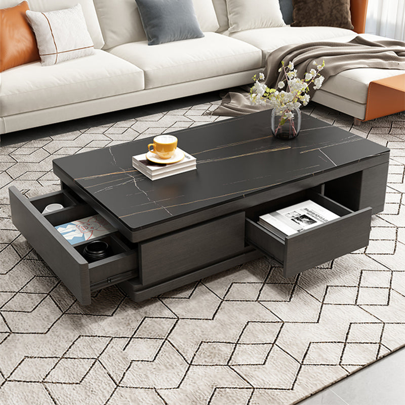 Single Coffee Table Slate Rectangular Coffee Table with Shelf