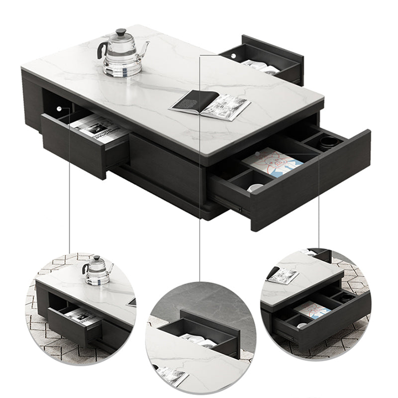 Single Coffee Table Slate Rectangular Coffee Table with Shelf