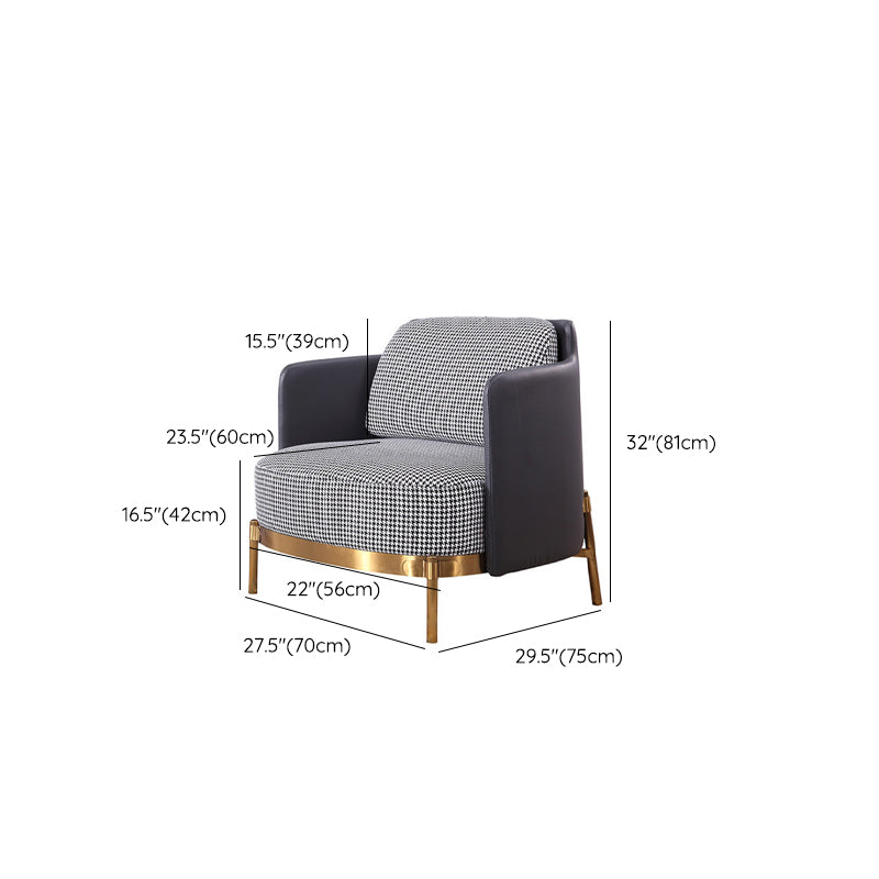 Linen Barrel Chair 29.52" Wide Chair with Cushion Back for Living Room