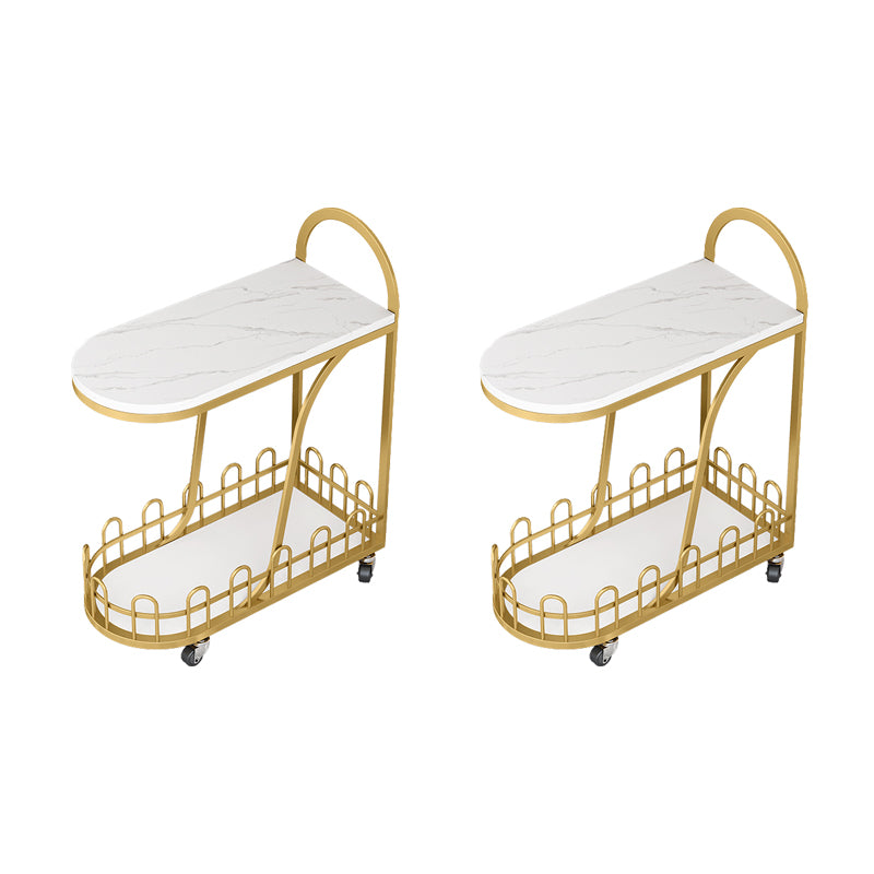 Contemporary Marble Top End Slide Table Geometric 4 Legs Side Table