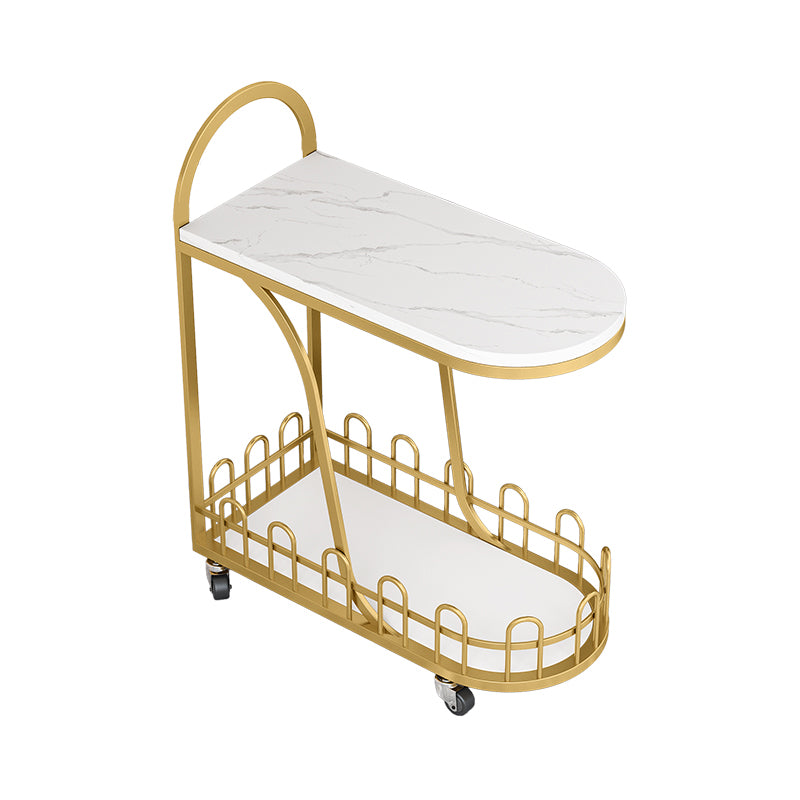 Contemporary Marble Top End Slide Table Geometric 4 Legs Side Table