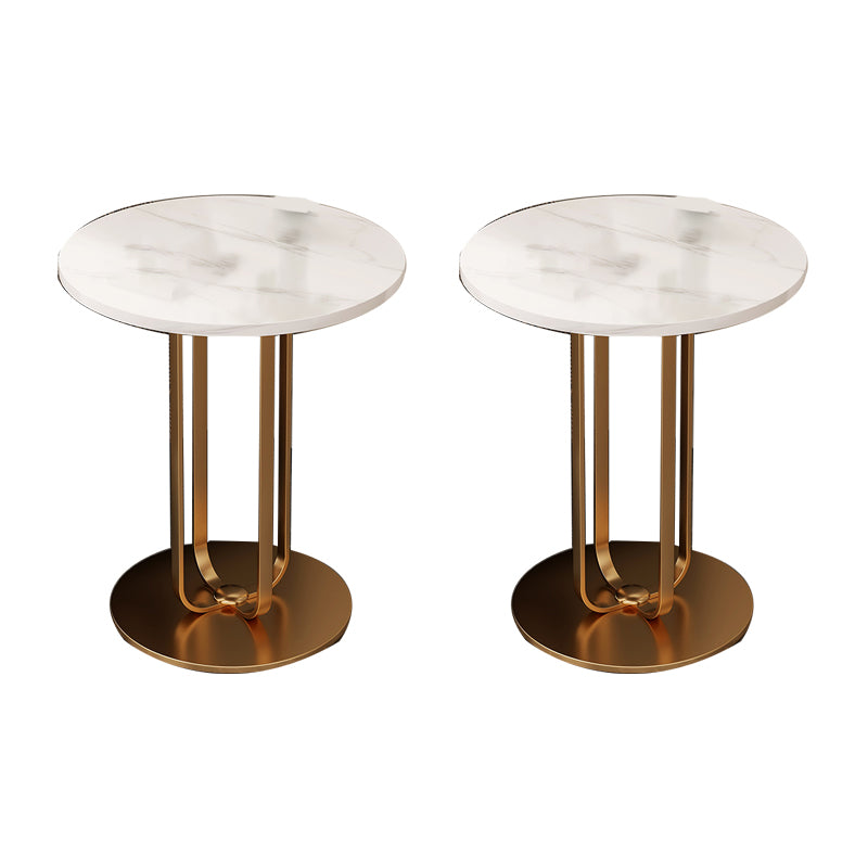 Modernistic Metallic Pedestal End Table MetalRound Slate Top Side End Table