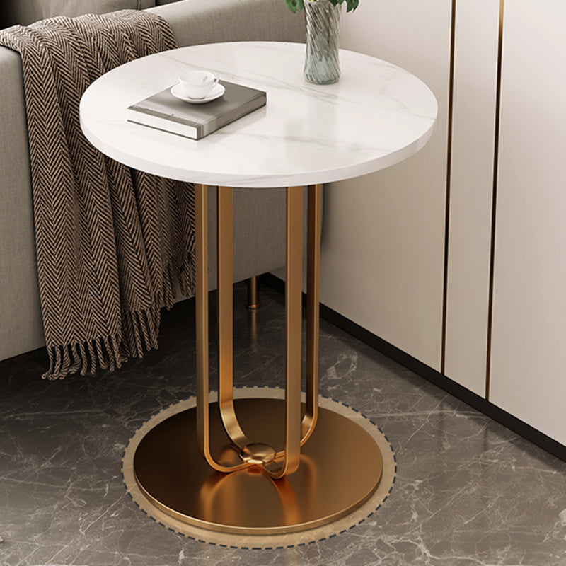 Modernistic Metallic Pedestal End Table MetalRound Slate Top Side End Table