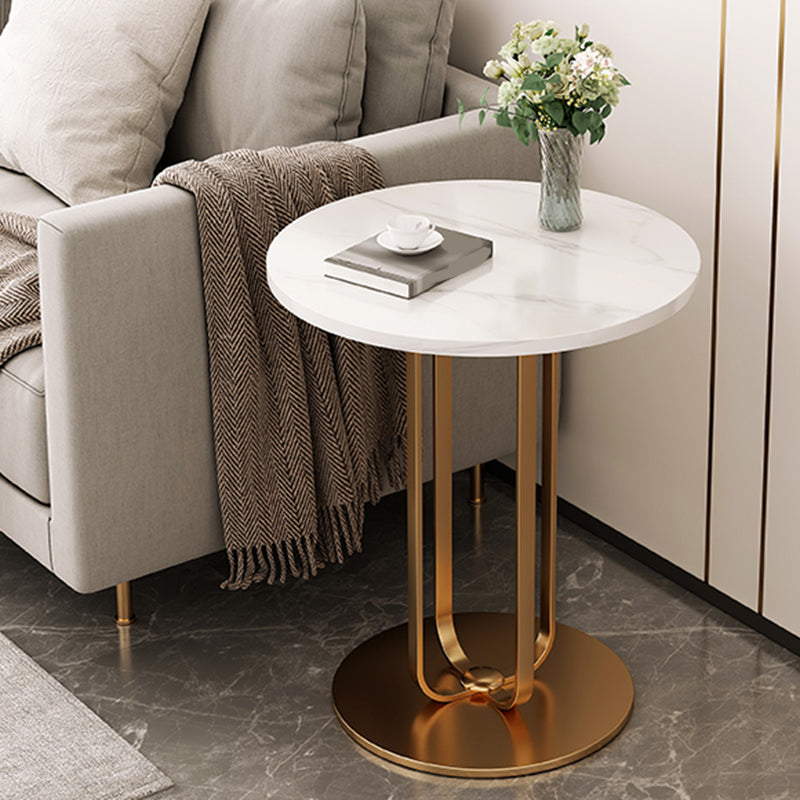 Modernistic Metallic Pedestal End Table MetalRound Slate Top Side End Table