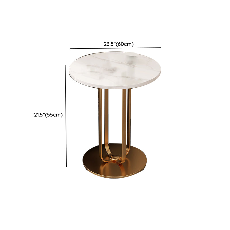 Modernistic Metallic Pedestal End Table MetalRound Slate Top Side End Table