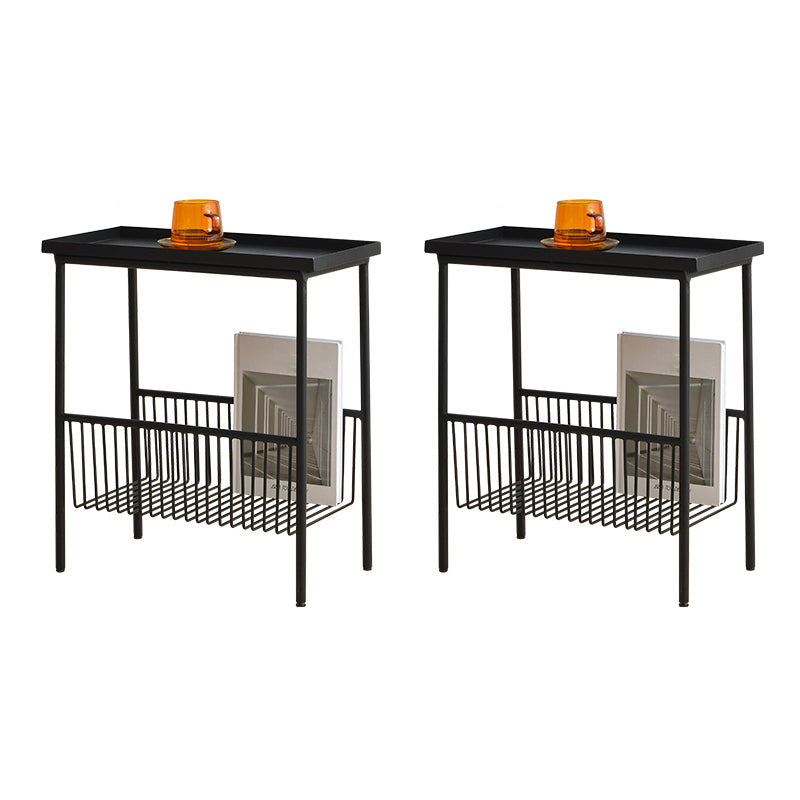 Contemporary Metal End Table Tray Top Accent Side Table with Storage