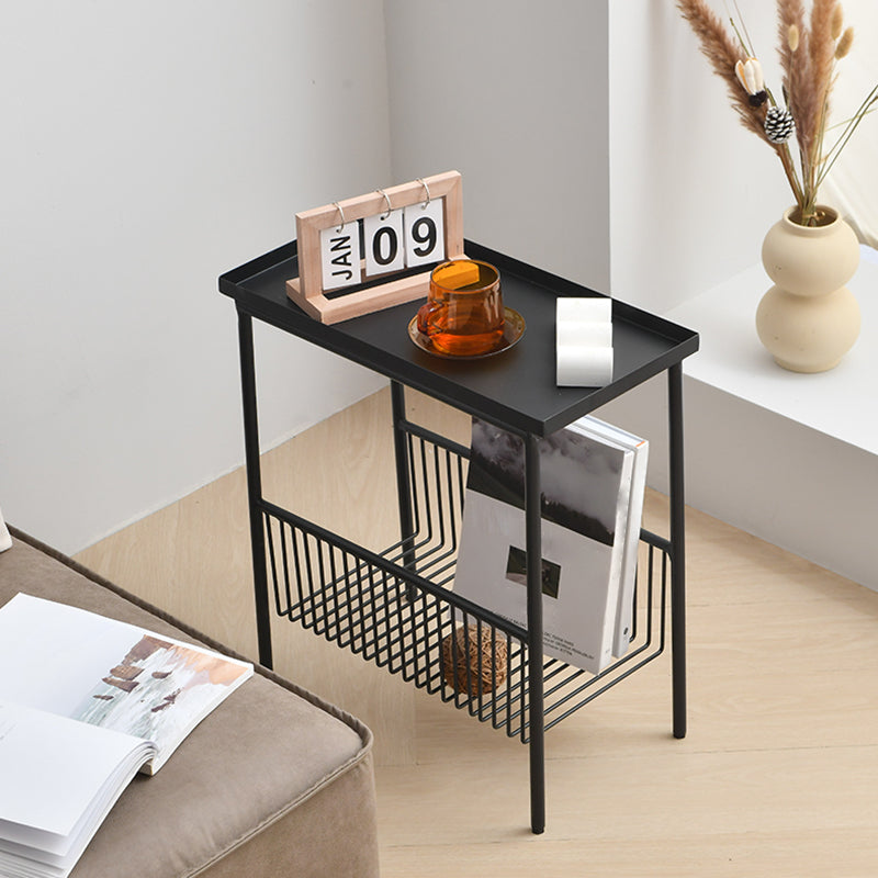 Contemporary Metal End Table Tray Top Accent Side Table with Storage