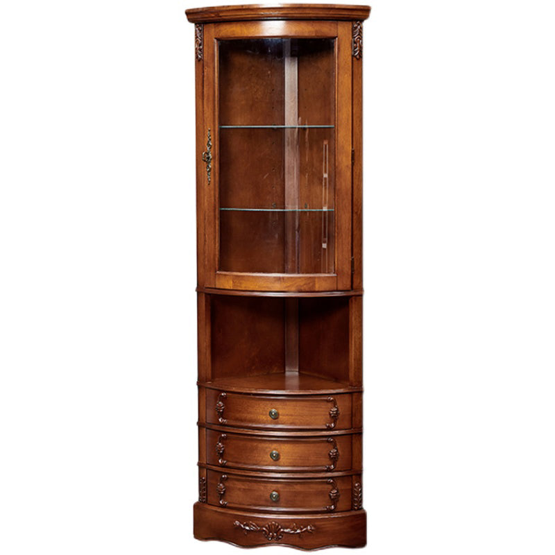 Triangle Accent Cabinet Solid Wood Storage Cabinet with  Drawer