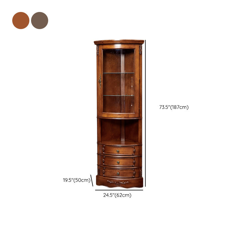 Triangle Accent Cabinet Solid Wood Storage Cabinet with  Drawer