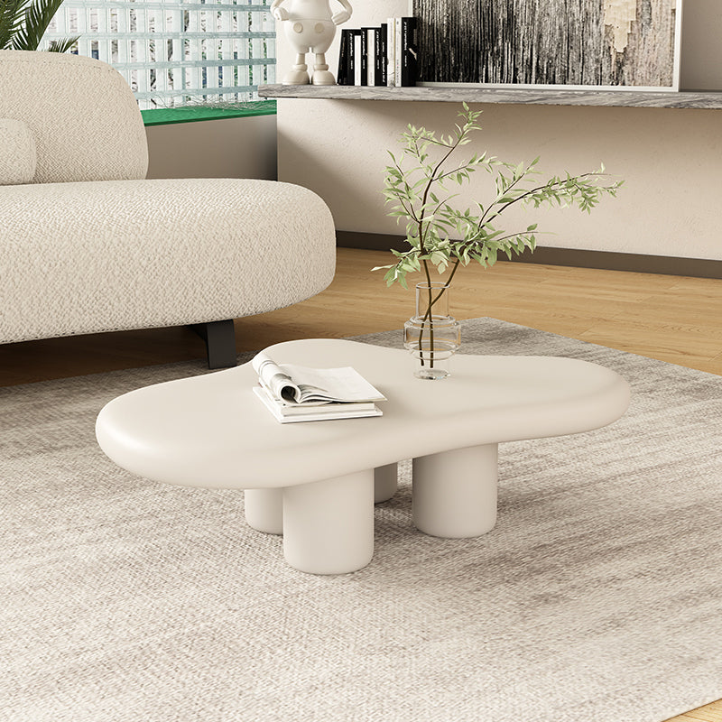 White Wood Coffee Table Free-Form Modern No Distressing Coffee Table