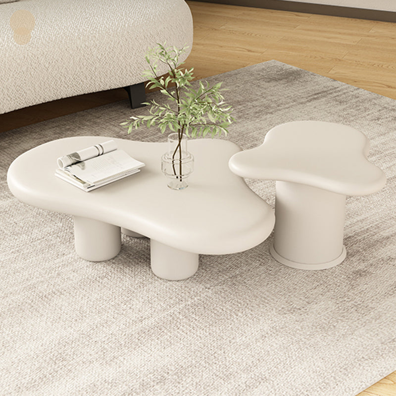 White Wood Coffee Table Free-Form Modern No Distressing Coffee Table