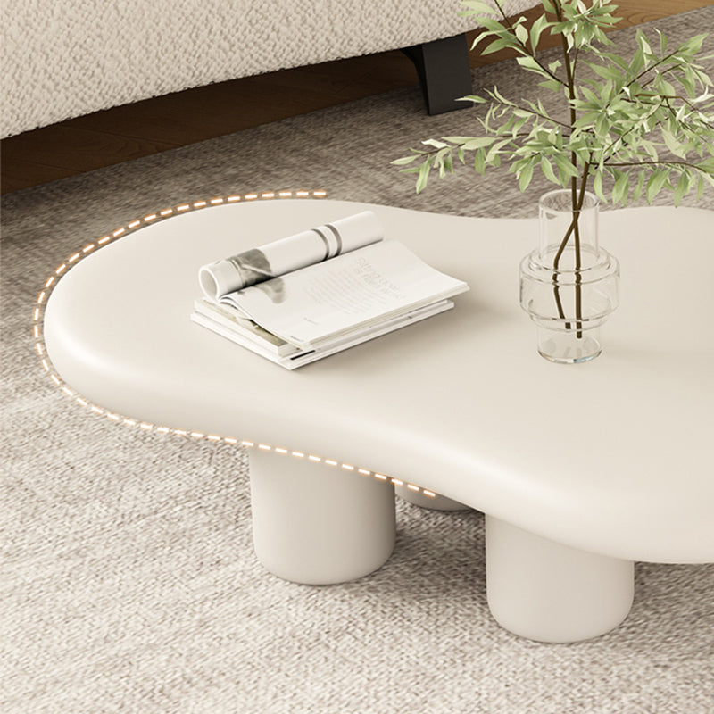 White Wood Coffee Table Free-Form Modern No Distressing Coffee Table