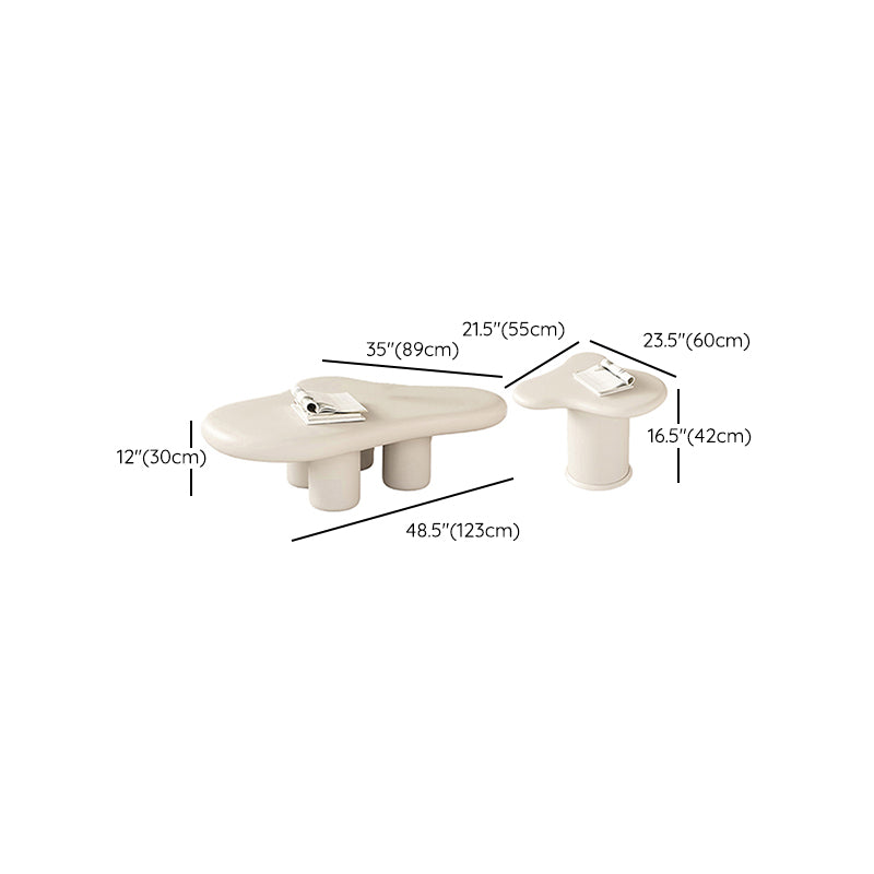 White Wood Coffee Table Free-Form Modern No Distressing Coffee Table