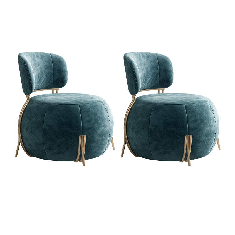 Blue Armless Lounge Chair Armless Fixed Back Bedroom Ottoman Set