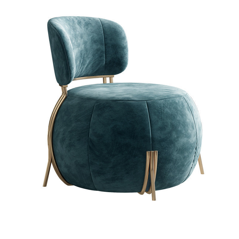 Blue Armless Lounge Chair Armless Fixed Back Bedroom Ottoman Set