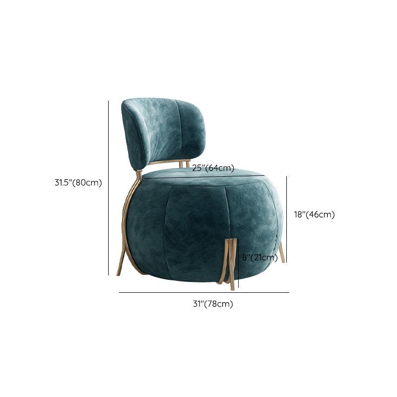 Blue Armless Lounge Chair Armless Fixed Back Bedroom Ottoman Set