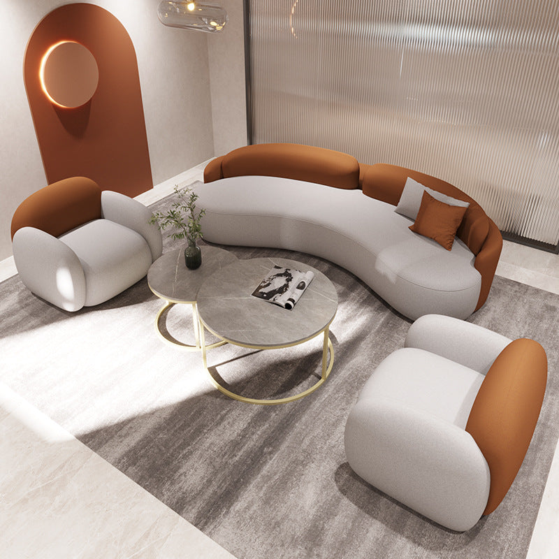 Tight Seat Faux Leather Settee Waterproof Sloped Arms Sofa for Living Room