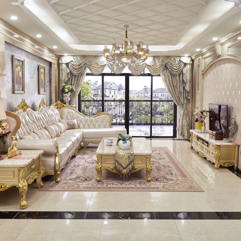 Contemporary French Country Sectional Sofa Leather Sleeper Sectional