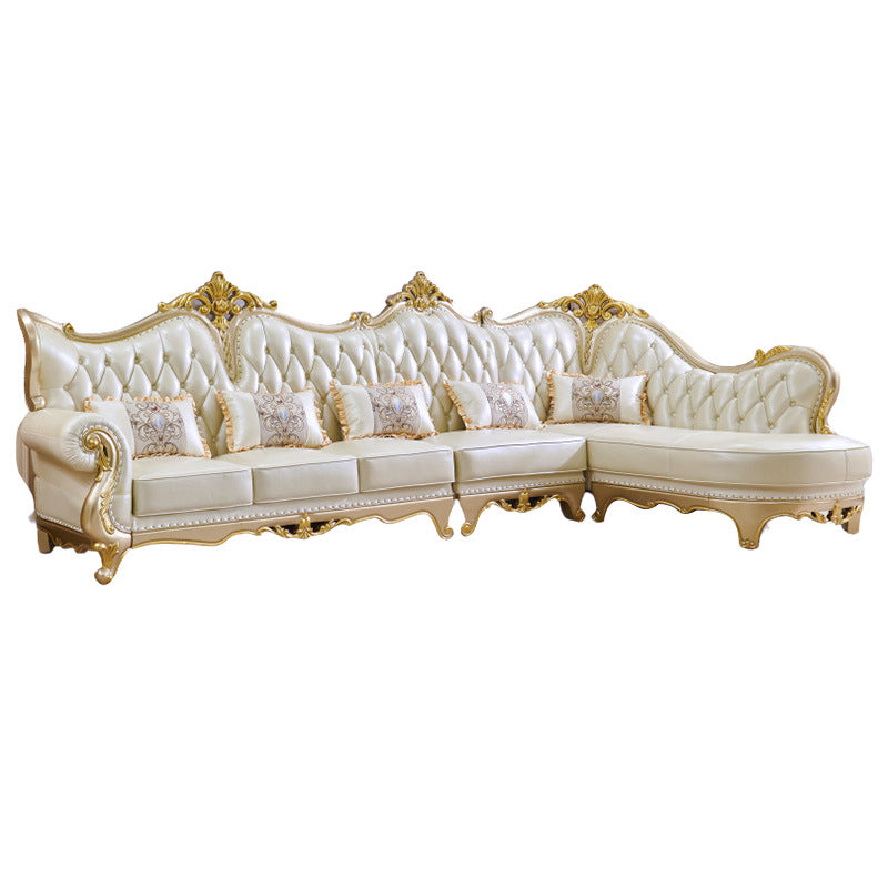 Contemporary French Country Sectional Sofa Leather Sleeper Sectional