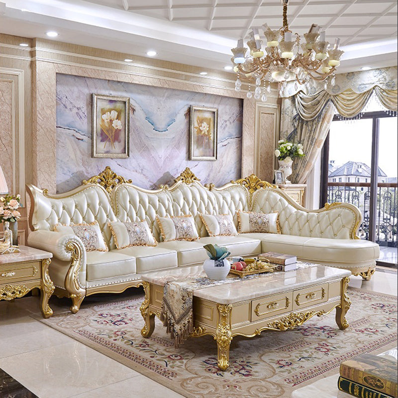 Contemporary French Country Sectional Sofa Leather Sleeper Sectional