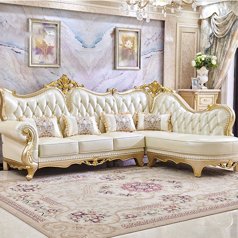 Contemporary French Country Sectional Sofa Leather Sleeper Sectional