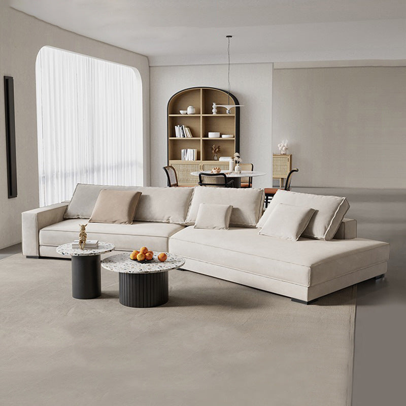 Contemporary Glam Sloped Arm Sofa with Pillows Genuine Leather Sofa in Gray