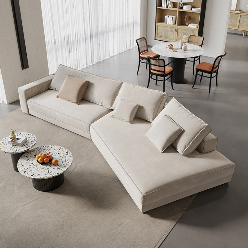 Contemporary Glam Sloped Arm Sofa with Pillows Genuine Leather Sofa in Gray