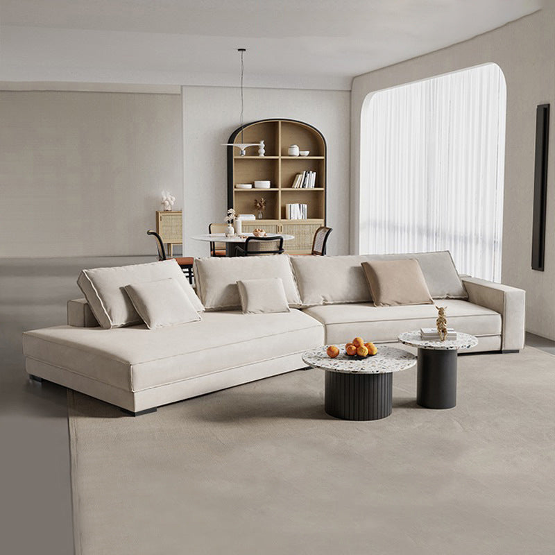 Contemporary Glam Sloped Arm Sofa with Pillows Genuine Leather Sofa in Gray