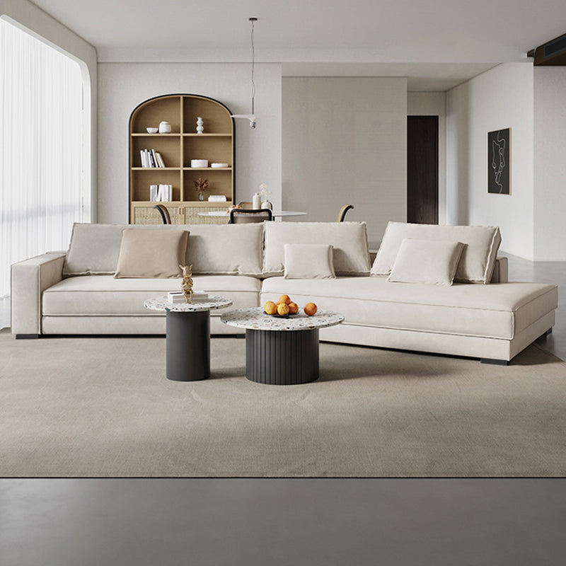 Contemporary Glam Sloped Arm Sofa with Pillows Genuine Leather Sofa in Gray