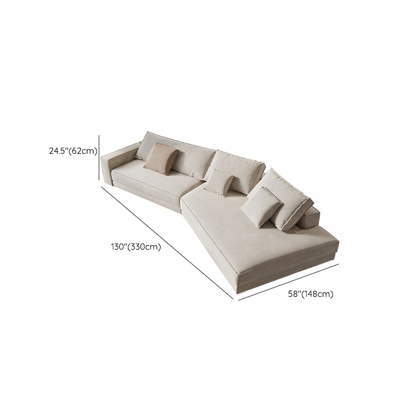 Contemporary Glam Sloped Arm Sofa with Pillows Genuine Leather Sofa in Gray