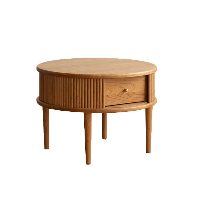 Contemporary Coffee Table Round Solid Wood Coffee Cocktail Table