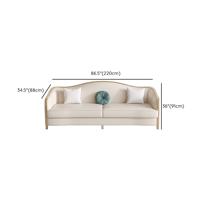 Contemporary Genuine Leather White Cushions Living Room Settee