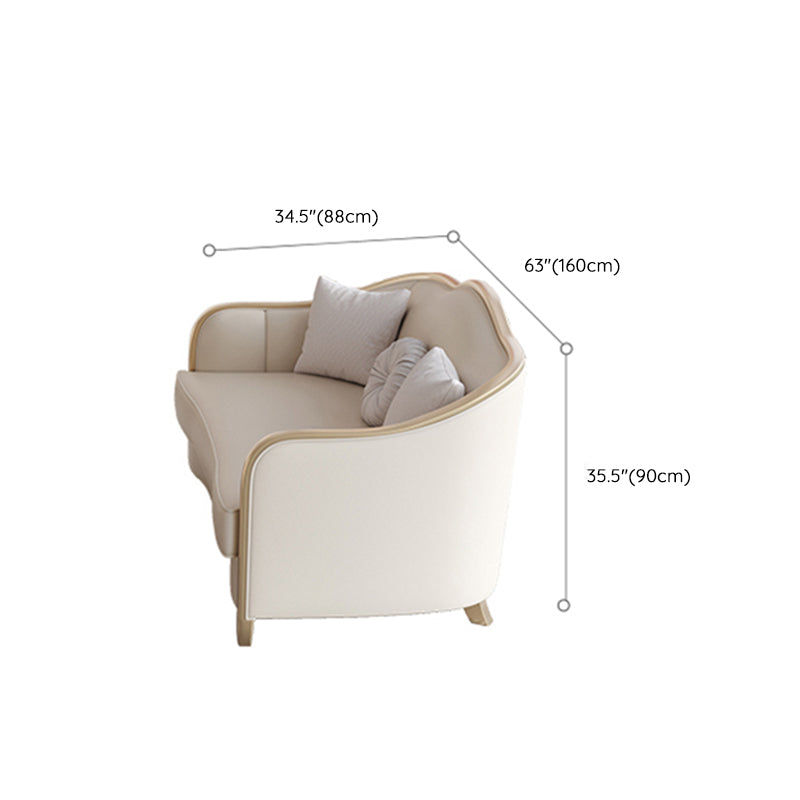 Contemporary Genuine Leather White Cushions Living Room Settee