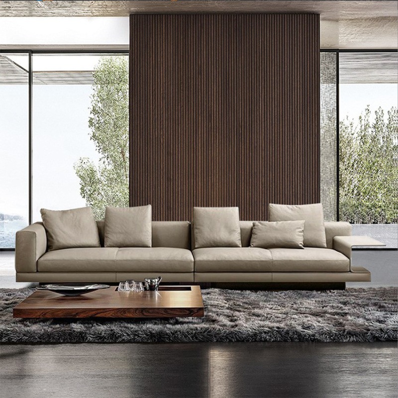 Scandinavian Light-grey Loose Back Square Arm Living Room Seating