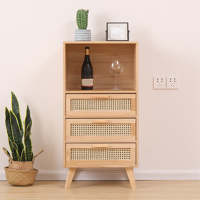 Wicker Rattan Accent Cabinet Bar Pulls Handle Design Storage Cabinet