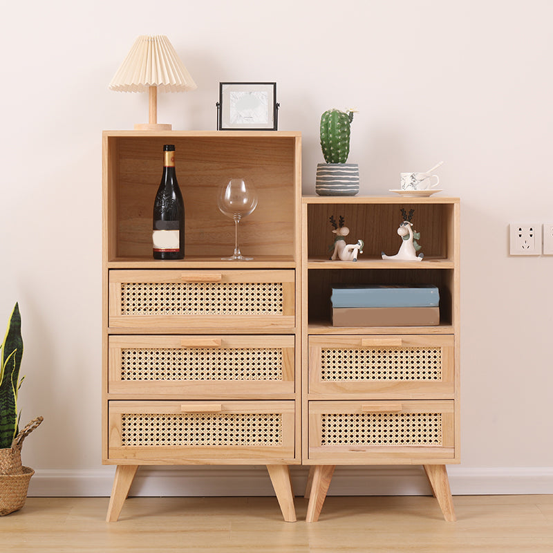 Wicker Rattan Accent Cabinet Bar Pulls Handle Design Storage Cabinet