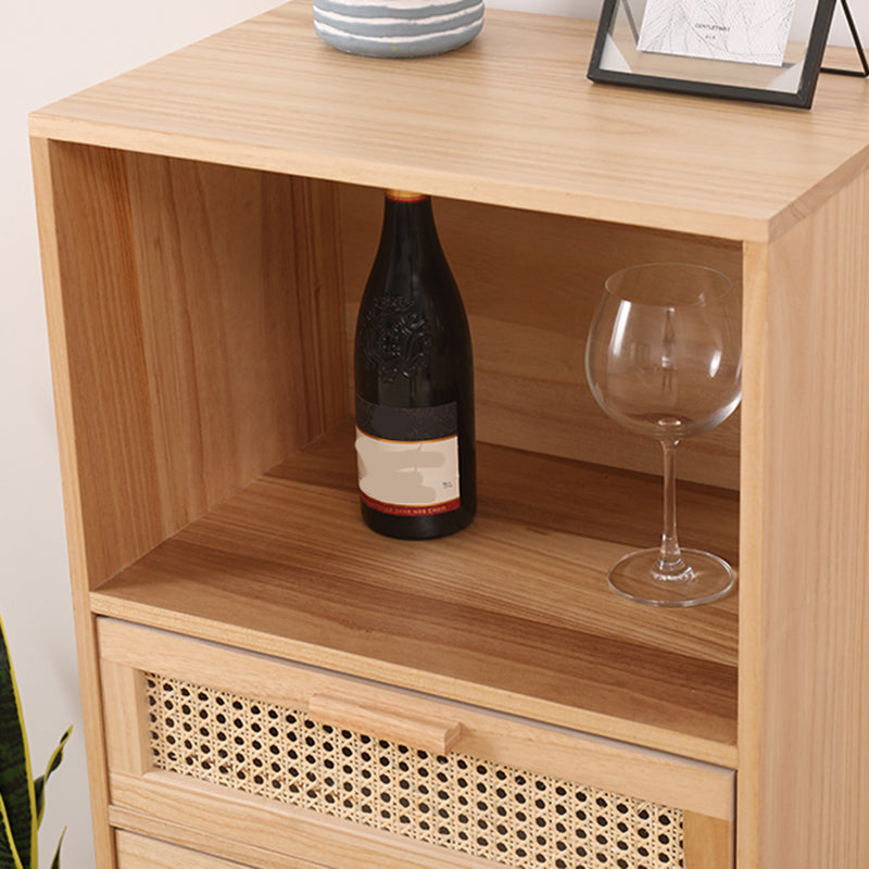 Wicker Rattan Accent Cabinet Bar Pulls Handle Design Storage Cabinet