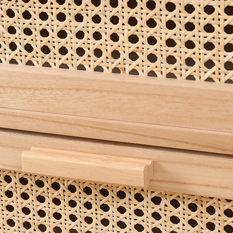 Wicker Rattan Accent Cabinet Bar Pulls Handle Design Storage Cabinet