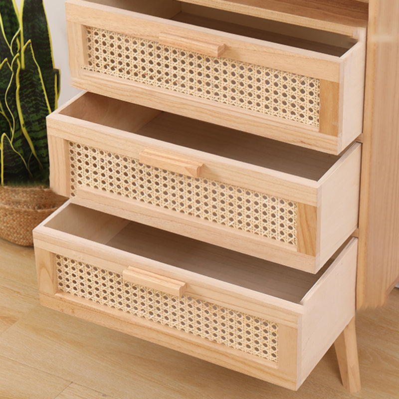 Wicker Rattan Accent Cabinet Bar Pulls Handle Design Storage Cabinet