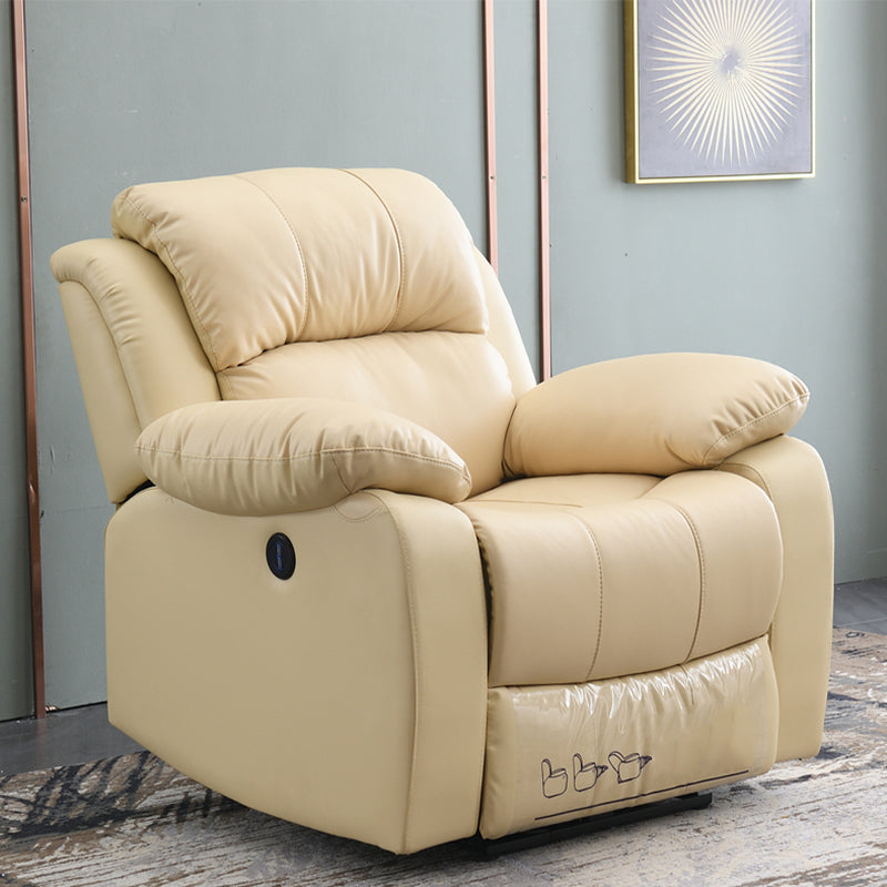 Solid Color Home Theater Recliner Bonded Leather Contemporary Chair for Home
