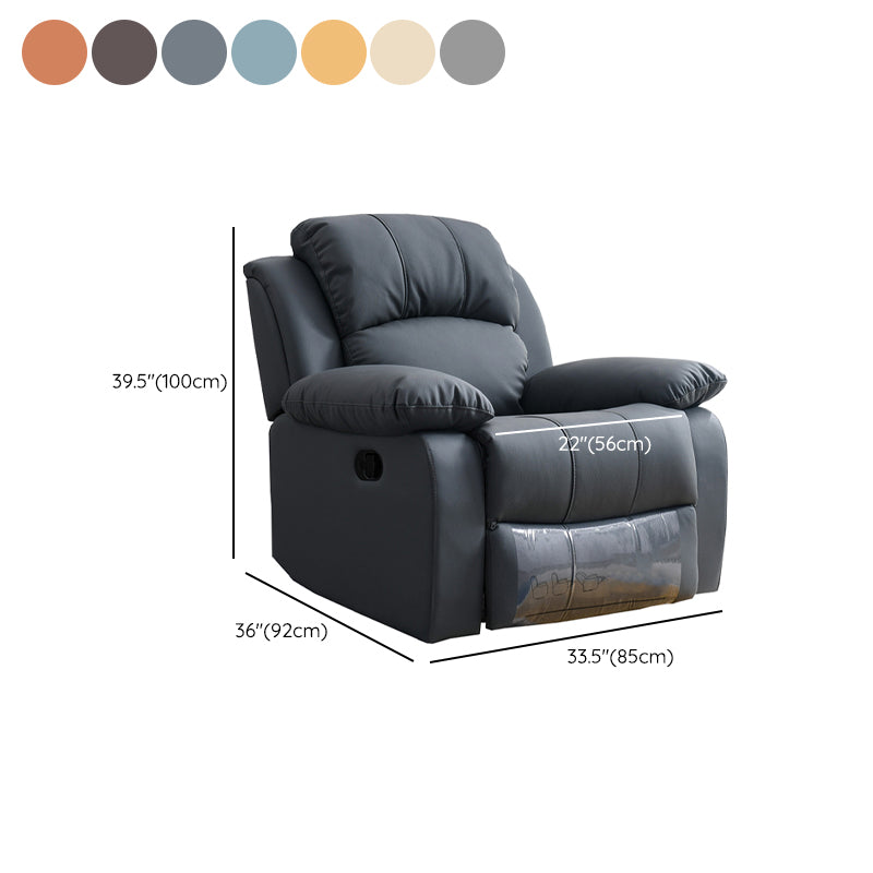 Solid Color Home Theater Recliner Bonded Leather Contemporary Chair for Home