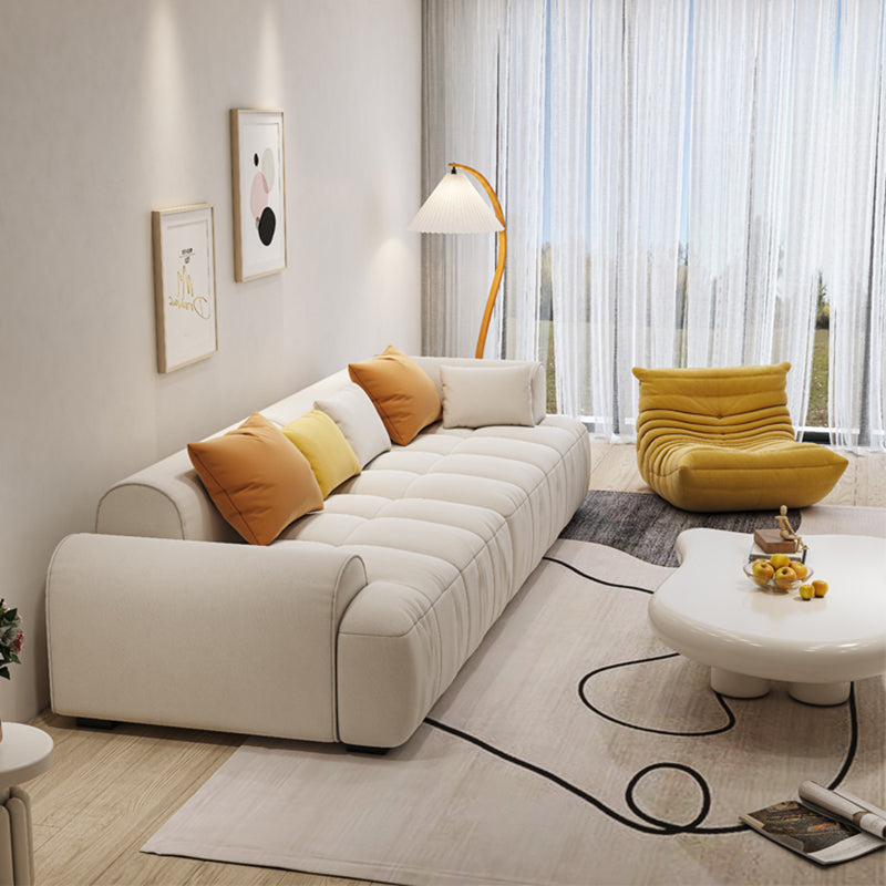 Scandinavian Fabric Stationary Sofa Recessed Arm Sofa with Pillows