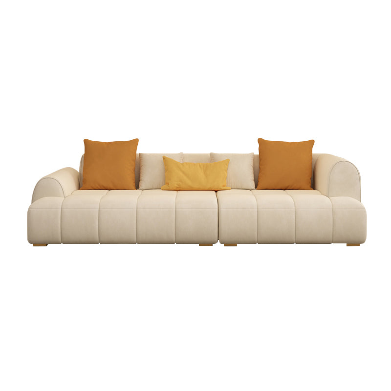 Scandinavian Fabric Stationary Sofa Recessed Arm Sofa with Pillows