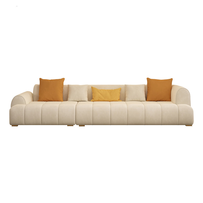 Scandinavian Fabric Stationary Sofa Recessed Arm Sofa with Pillows
