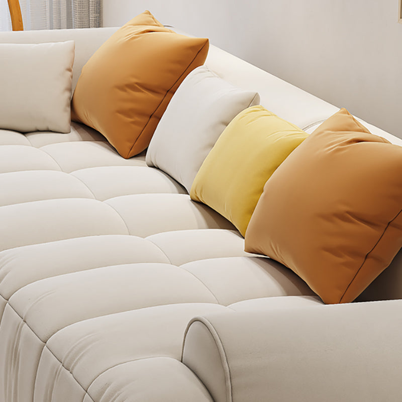Scandinavian Fabric Stationary Sofa Recessed Arm Sofa with Pillows