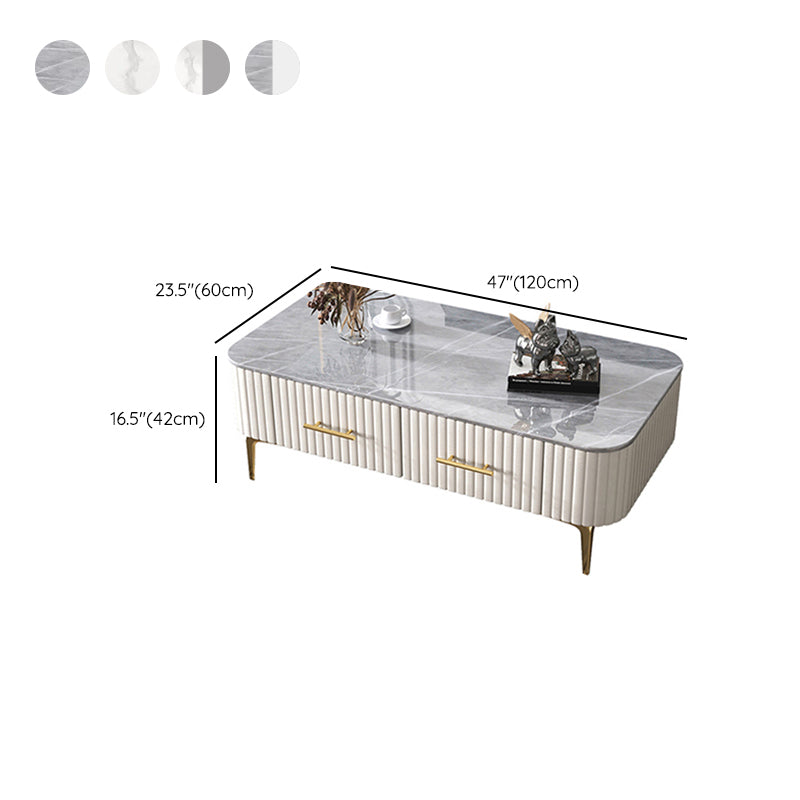 4 Legs Slate Rectangular Coffee Table Modern Single Coffee Table with Drawer