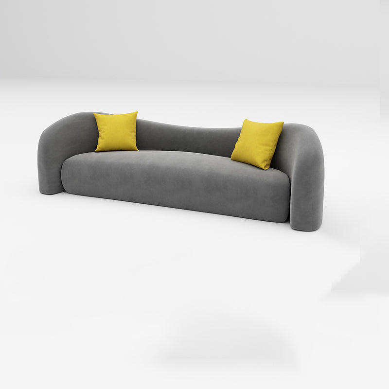 Beige and Dark Gray Sofa Tuxedo Arm Seating with Pillows for Apartment
