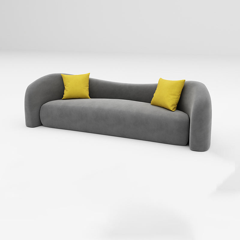 Beige and Dark Gray Sofa Tuxedo Arm Seating with Pillows for Apartment