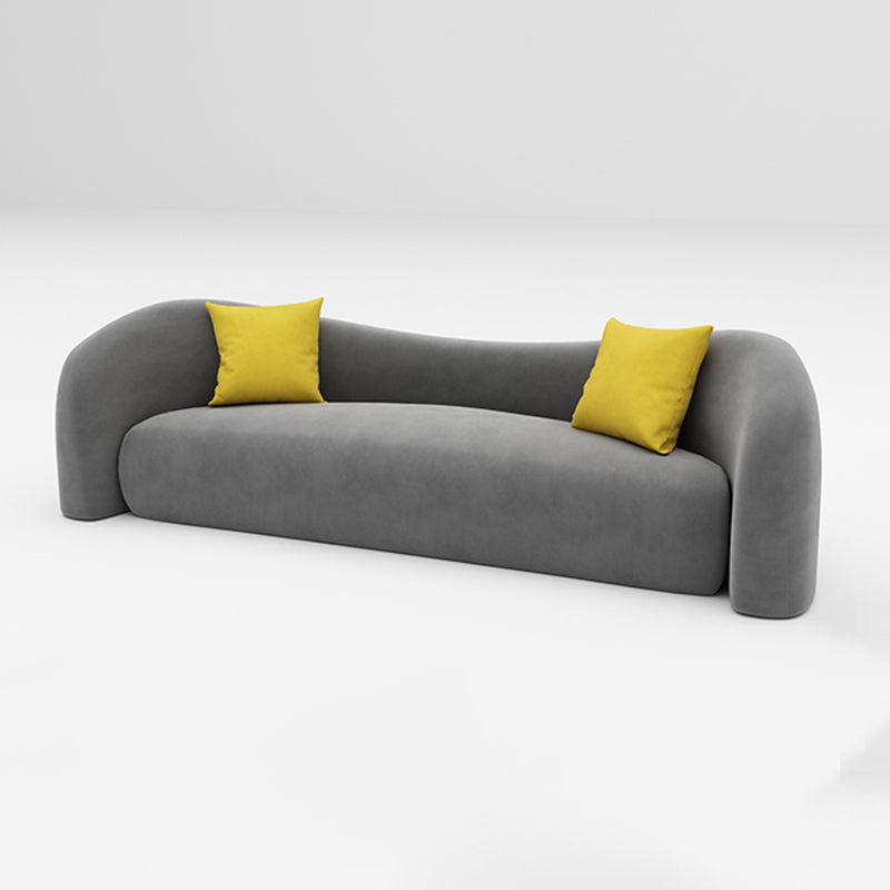 Beige and Dark Gray Sofa Tuxedo Arm Seating with Pillows for Apartment